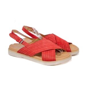 Miz Mooz Kind Red Leather Crisscross Slingback Sandals